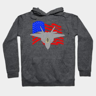 F-22 Raptor Fighter Jet with flag Hoodie